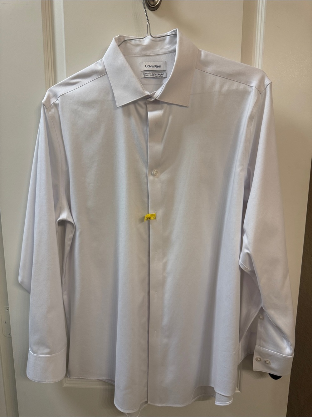 Calvin Klein Men's White Dress Shirt - Classic Spread Collar